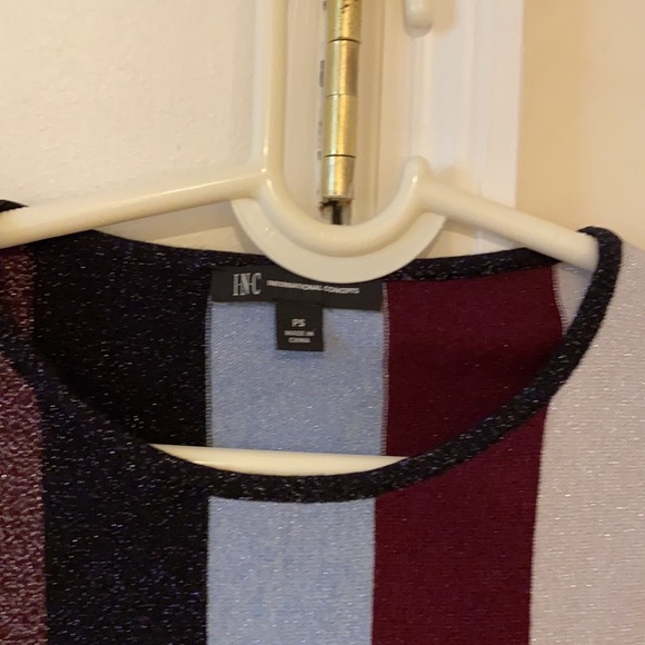 INC Multi-color Vertical Stripes Sparkly Top - Picture 2 of 3